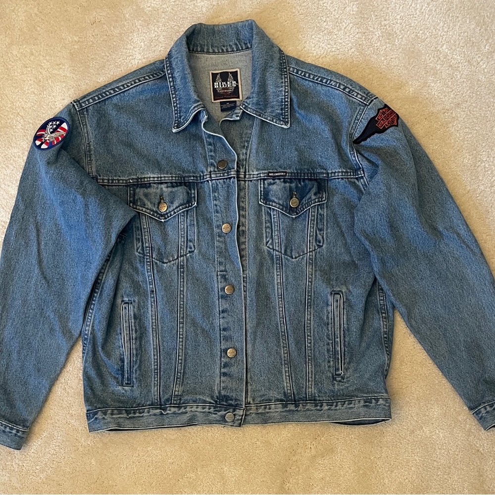 Vintage Harley Davidson Motorcycle Denim Jacket